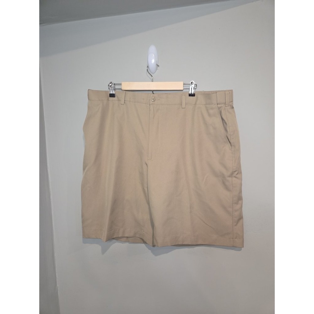 PGA Tour Golf Shorts Mens 42 Khaki Tan Flat Front Performance Twill Casual Sport